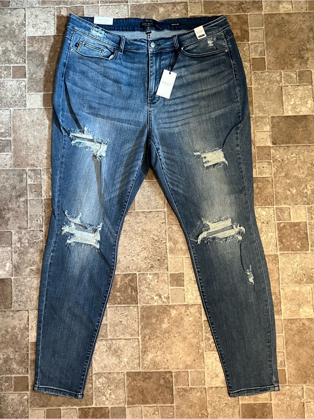NWT 24W Judy Blue Distressed High Waist Skinny Fit Jeans